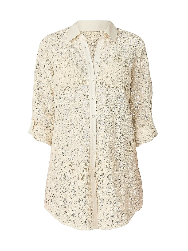 Cotton Crochet Mini-Shirtdress