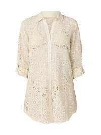 Cotton Crochet Mini-Shirtdress