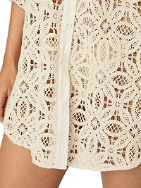 Cotton Crochet Mini-Shirtdress