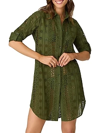 Cotton Eyelet Mini-Shirtdress