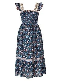 Floral Smocked Midi-Dress