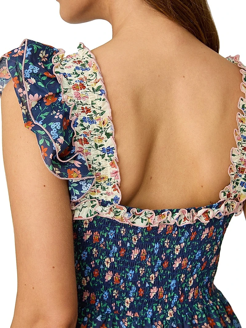 Floral Smocked Midi-Dress