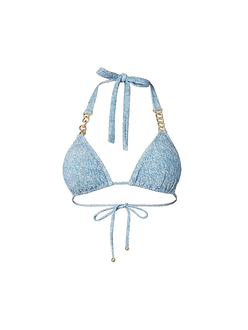 Chain-Trim Triangle Bikini Top