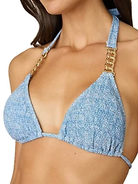 Chain-Trim Triangle Bikini Top