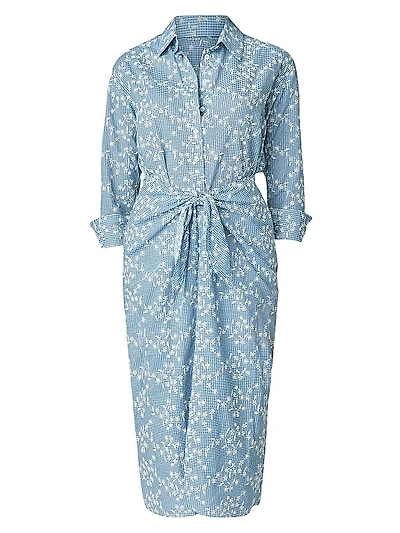 Floral Embroidered Midi Shirtdress