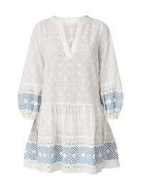 Eyelet Embroidered Umbrella Minidress