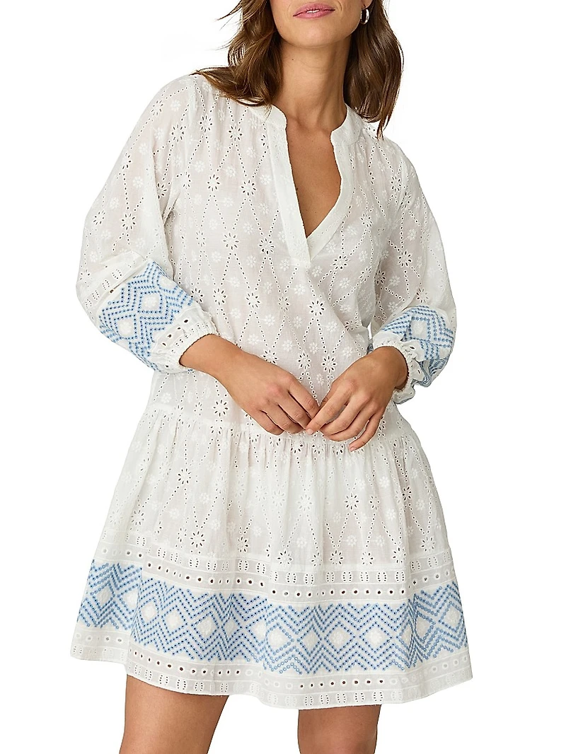 Eyelet Embroidered Umbrella Minidress