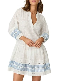 Eyelet Embroidered Umbrella Minidress