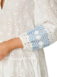 Eyelet Embroidered Umbrella Minidress