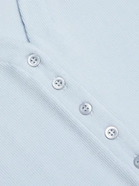 Ruched Short-Sleeve Henley Top