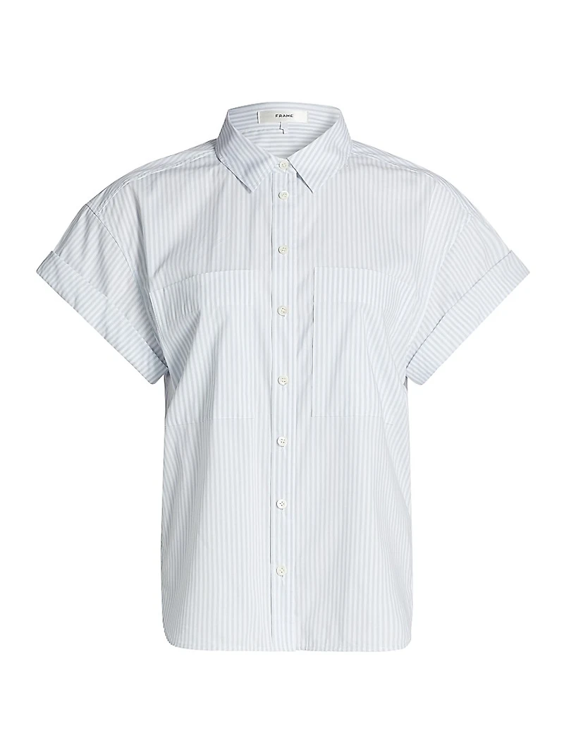 Stripe Cuffed Cotton-Blend Shirt