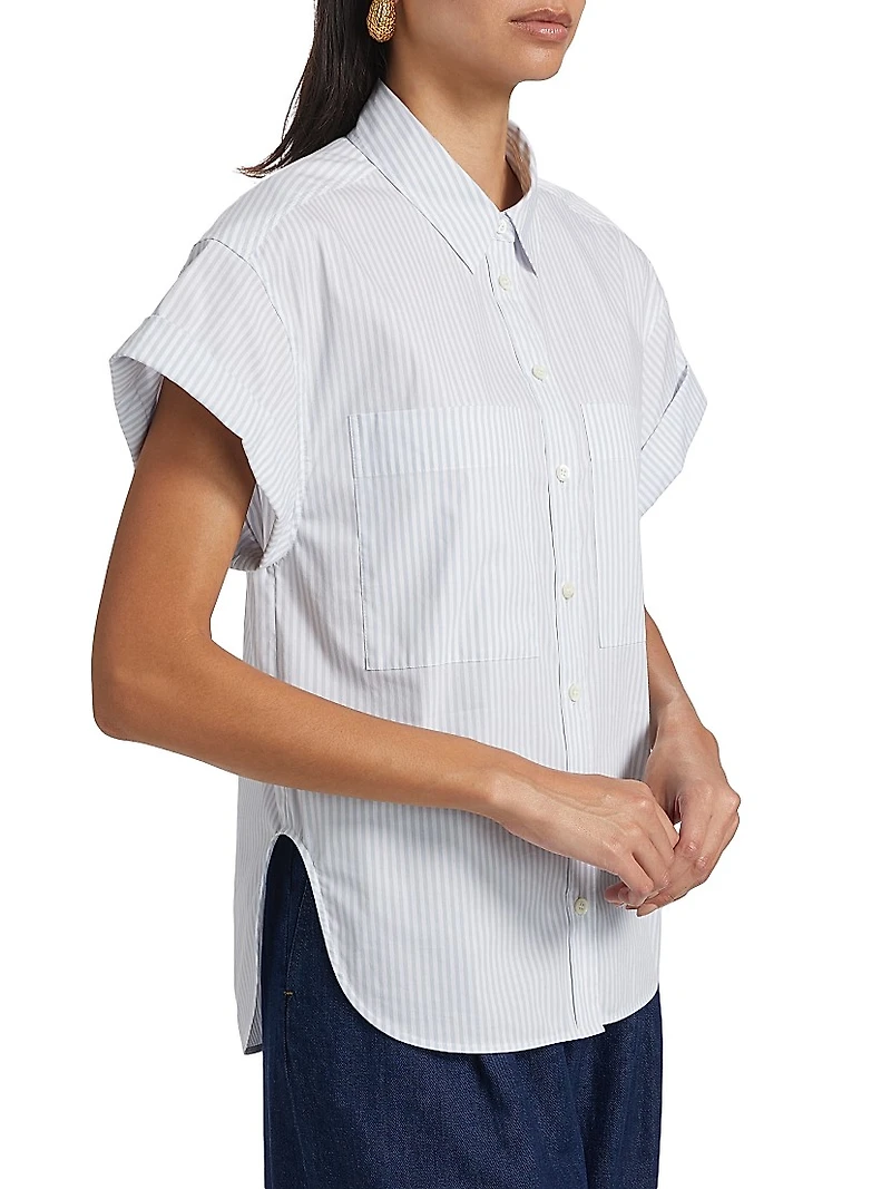 Stripe Cuffed Cotton-Blend Shirt