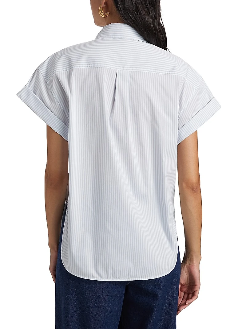 Stripe Cuffed Cotton-Blend Shirt