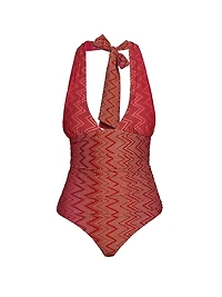 Chevron Halterneck One-Piece Swimsuit