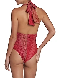 Chevron Halterneck One-Piece Swimsuit