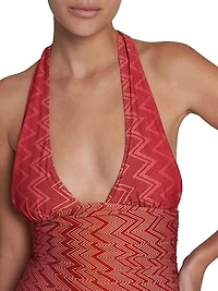 Chevron Halterneck One-Piece Swimsuit