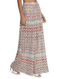 Sheer Striped Knit Wide-Leg Trousers