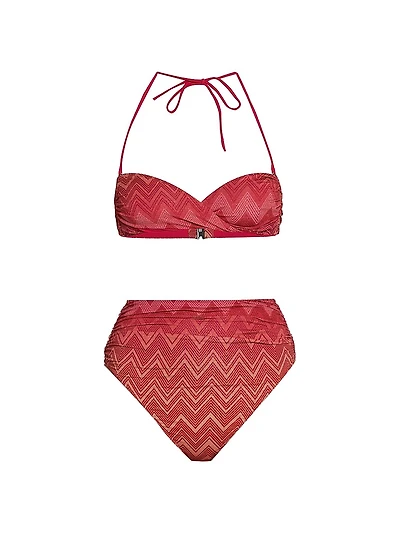 Ombré Chevron Stripe High-Waist Bikini