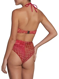 Ombré Chevron Stripe High-Waist Bikini