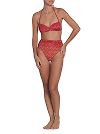 Ombré Chevron Stripe High-Waist Bikini