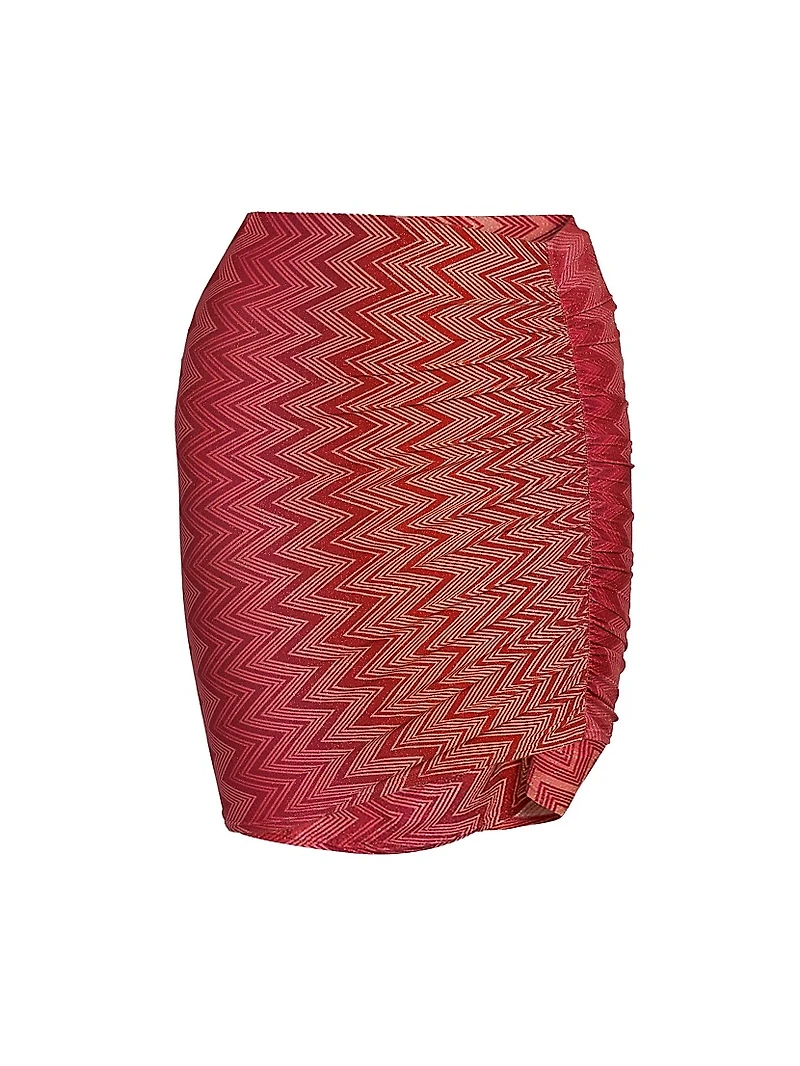 Chevron Stretch Ruched Miniskirt