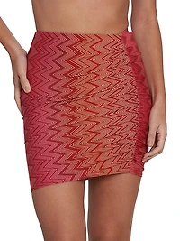 Chevron Stretch Ruched Miniskirt
