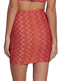 Chevron Stretch Ruched Miniskirt