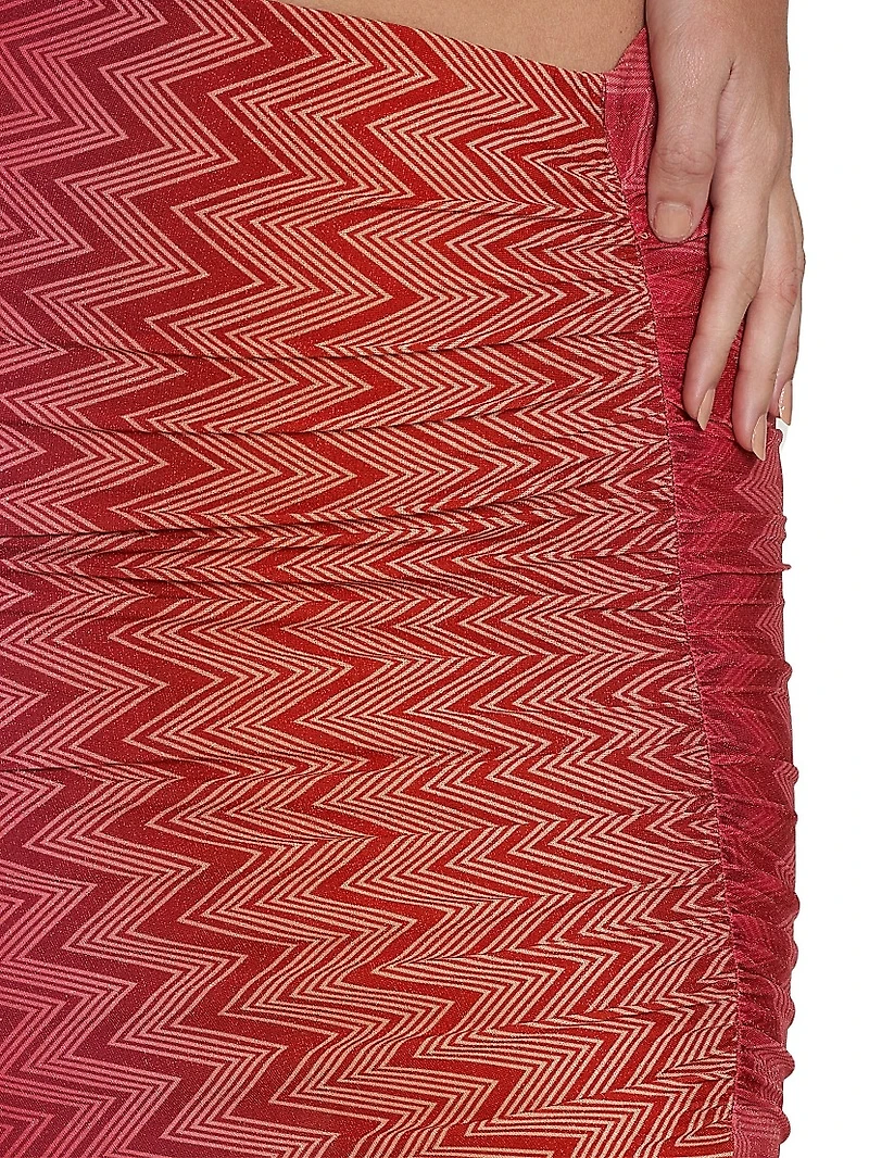 Chevron Stretch Ruched Miniskirt