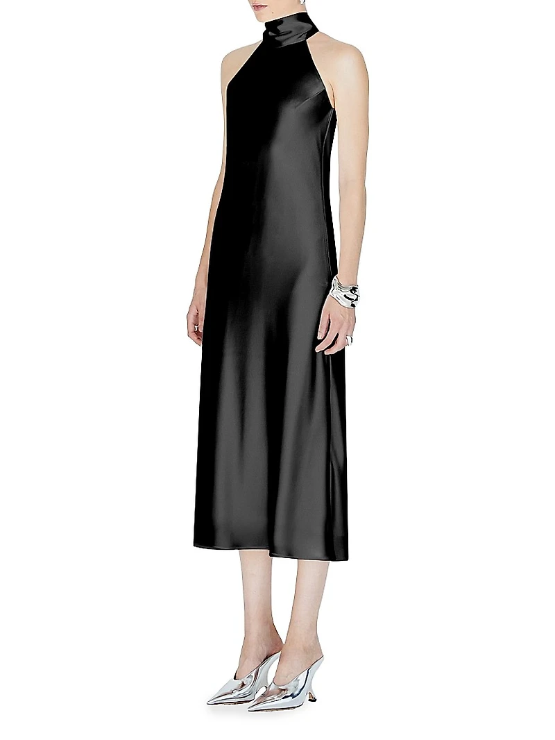 Sienna Satin Halter Midi-Dress