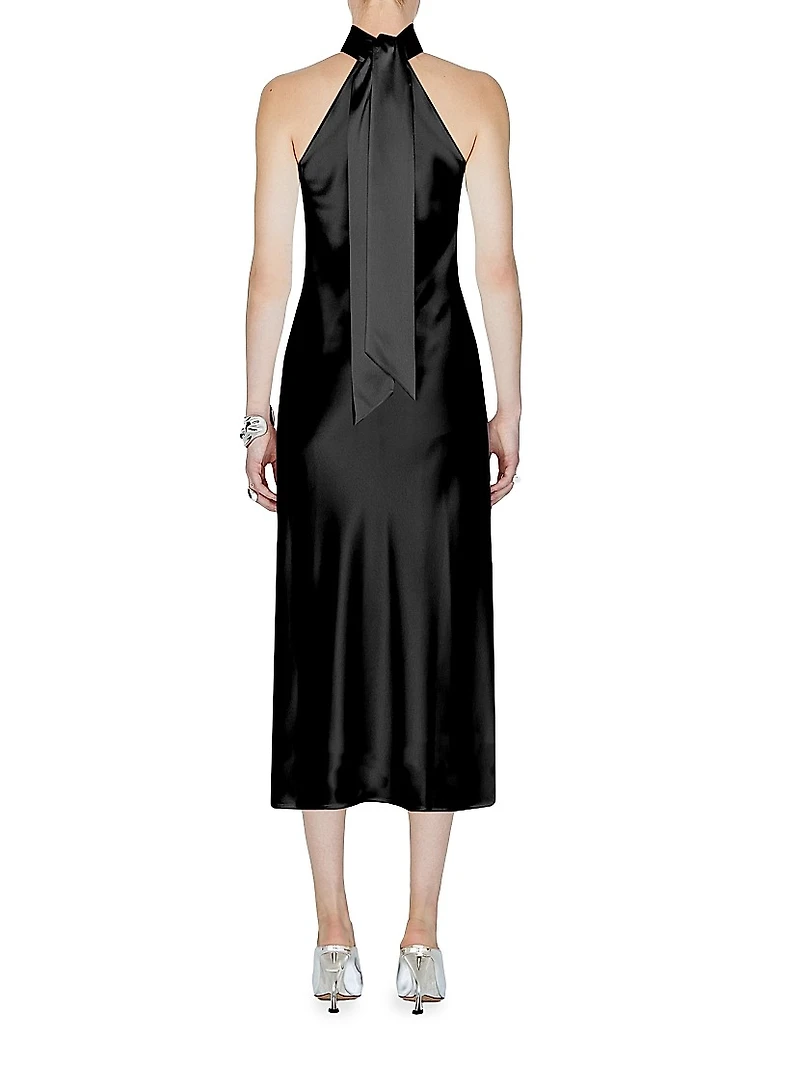 Sienna Satin Halter Midi-Dress