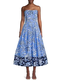 Kenni Floral Strapless Midi-Dress