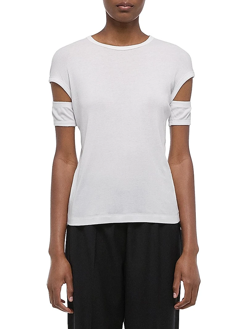 Slash Knit Short-Sleeve Top