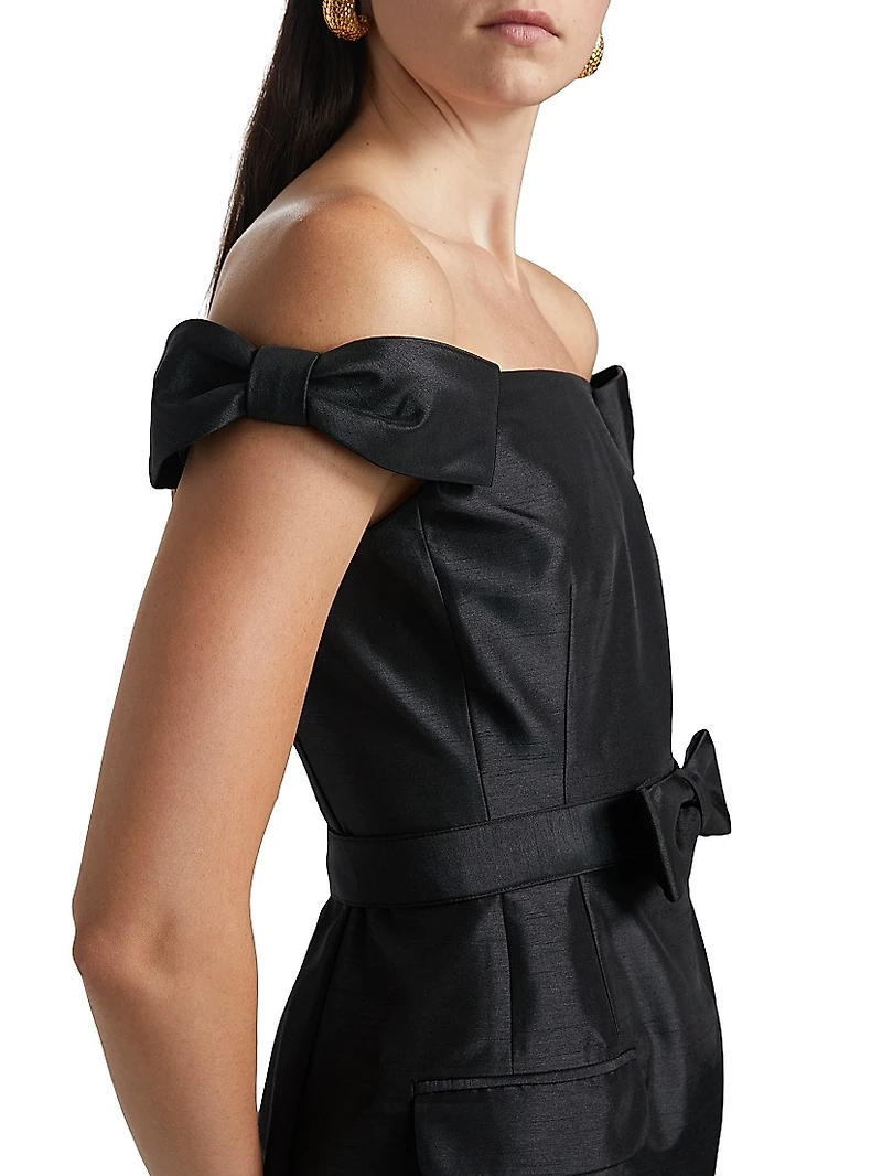 Pema Taffeta Off-The-Shoulder Minidress