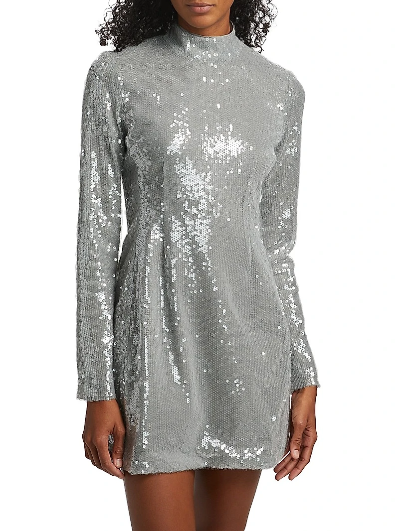 Daphne Sequin Long-Sleeve Minidress