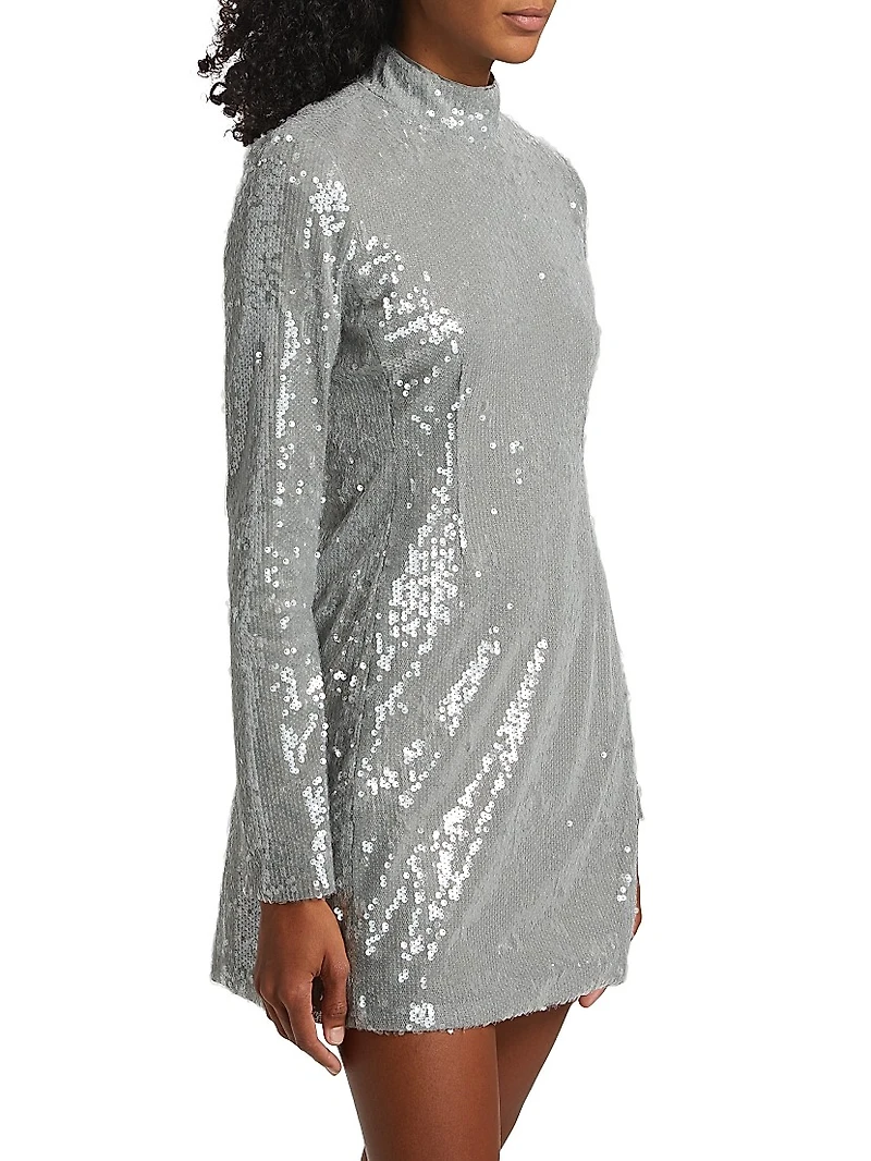 Daphne Sequin Long-Sleeve Minidress