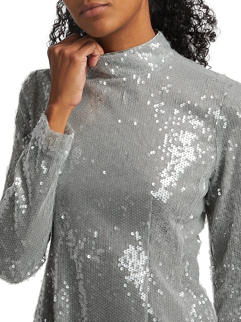 Daphne Sequin Long-Sleeve Minidress