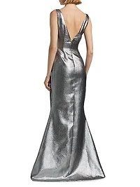 Sabina Metallic-Lamé Sleeveless Gown