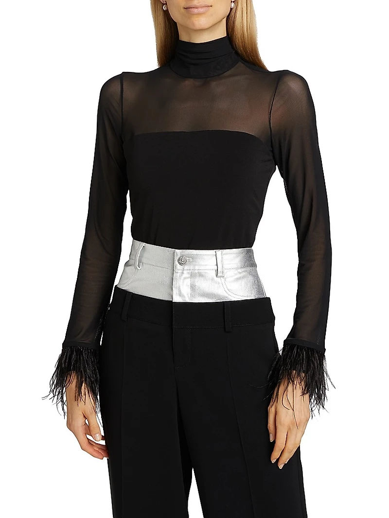 Shantel Feather-Trim Top