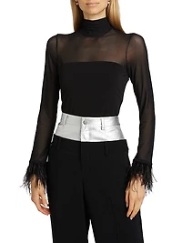 Shantel Feather-Trim Top