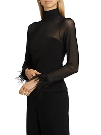 Shantel Feather-Trim Top