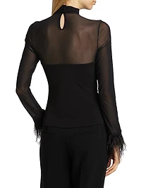 Shantel Feather-Trim Top