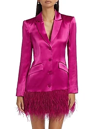 Joel Feather-Trim Satin Minidress