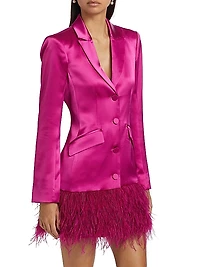 Joel Feather-Trim Satin Minidress