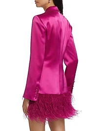Joel Feather-Trim Satin Minidress