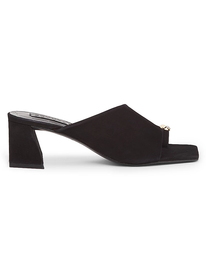 Jodie Embellished Suede Block-Heel Mules