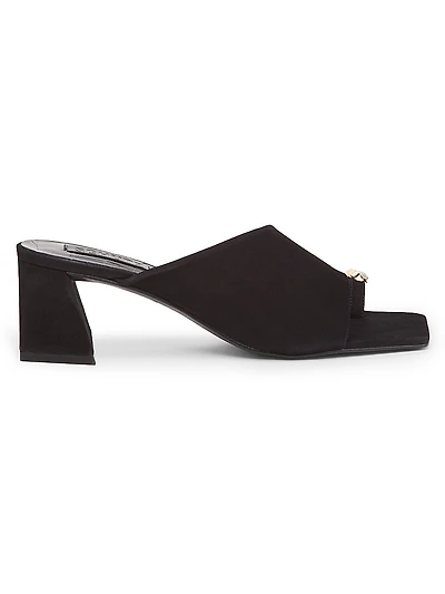 Jodie Embellished Suede Block-Heel Mules