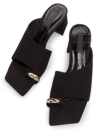 Jodie Embellished Suede Block-Heel Mules