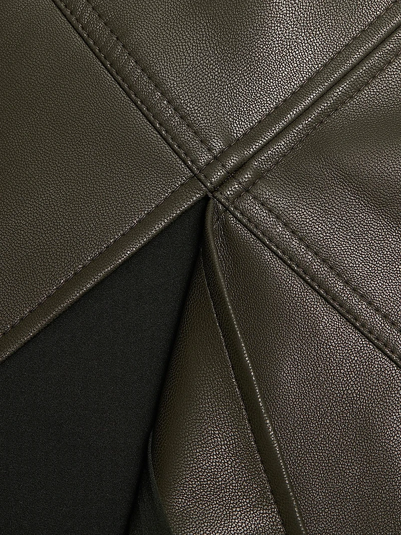 Ella Faux Leather Belted Midi-Dress