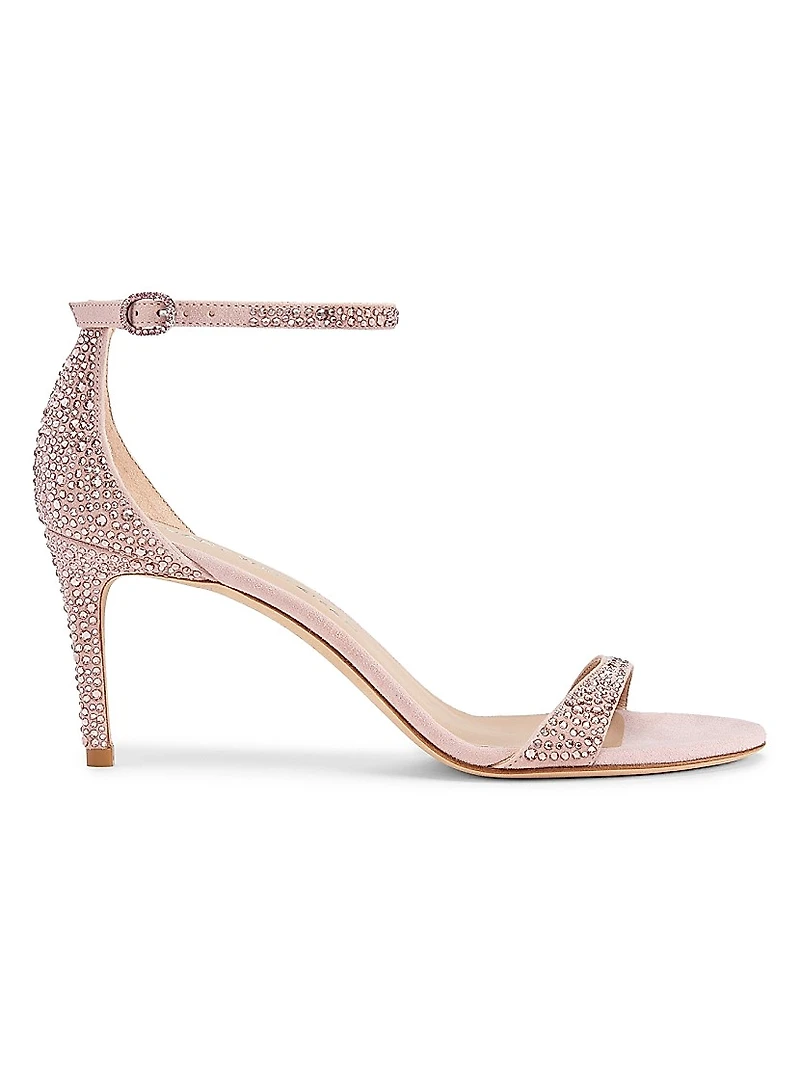 Nudist Shine 75MM Crystal-Embellished Leather Sandals