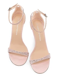 Nudist Shine 75MM Crystal-Embellished Leather Sandals